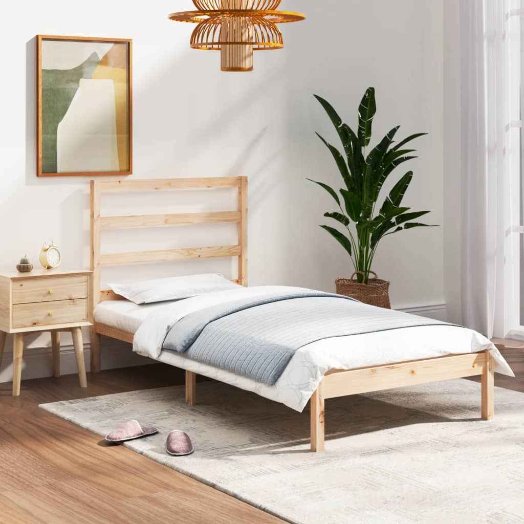 vidaXL Estrutura cama pequena solteiro 75x190 cm madeira maciça preto